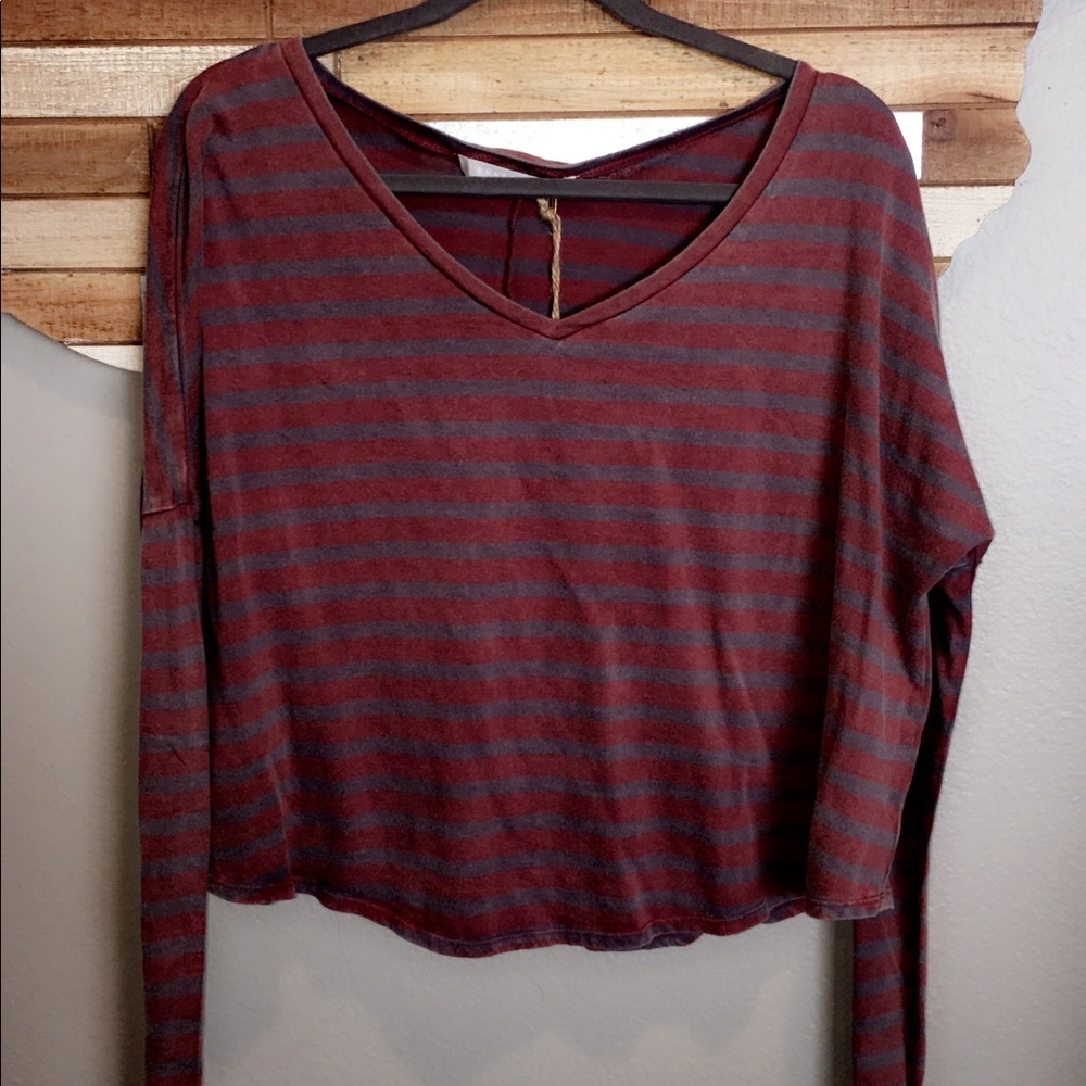 Red and gray striped long sleeve!